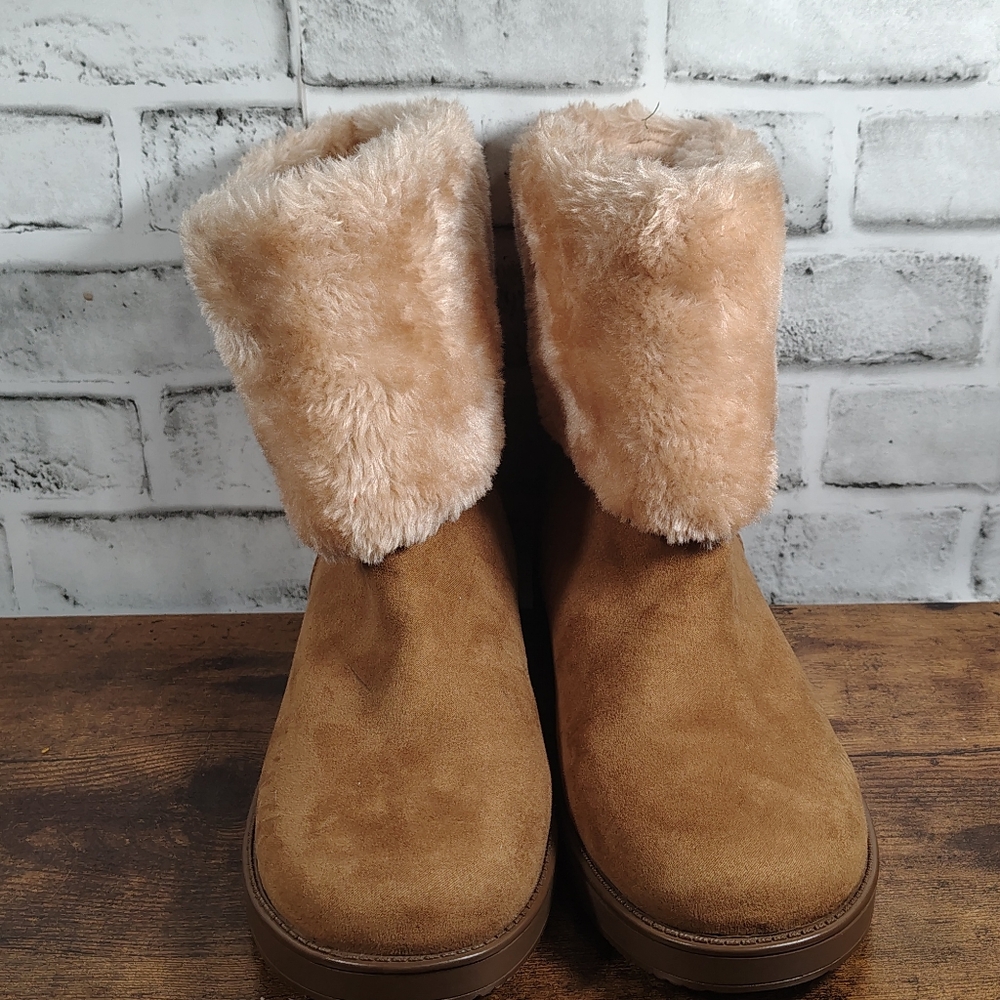 GBG Los Angeles Womens GGALEYA Faux Suede Winter Ankle Boots Size 9.5 Brown - Picture 3 of 8